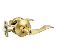 Satin Brass Entry Door Lever, Keyed Door Handle for Apartment & Home, Adjustable Latch Interior Door Hardware
