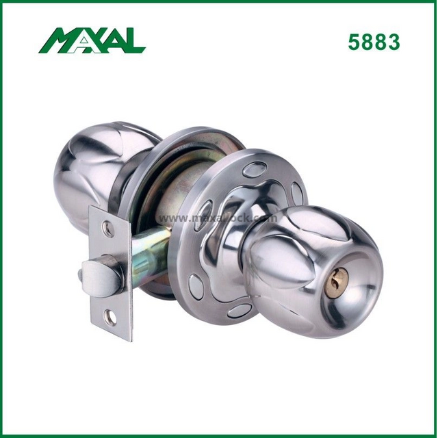 Polished Chrome Zinc Alloy Door Knob Cylindrical Door Knob Set