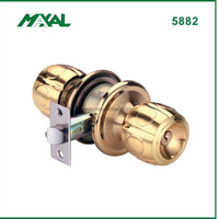 Polished Gold Interior Door Knob Lock Zinc Alloy Door Knob Entry Knob Lock