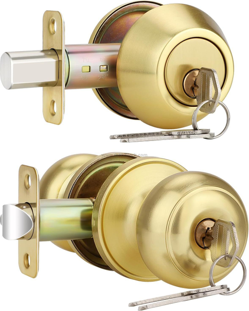 Door Knobs for Interior Doors with Deadbolt Lock Combo Set